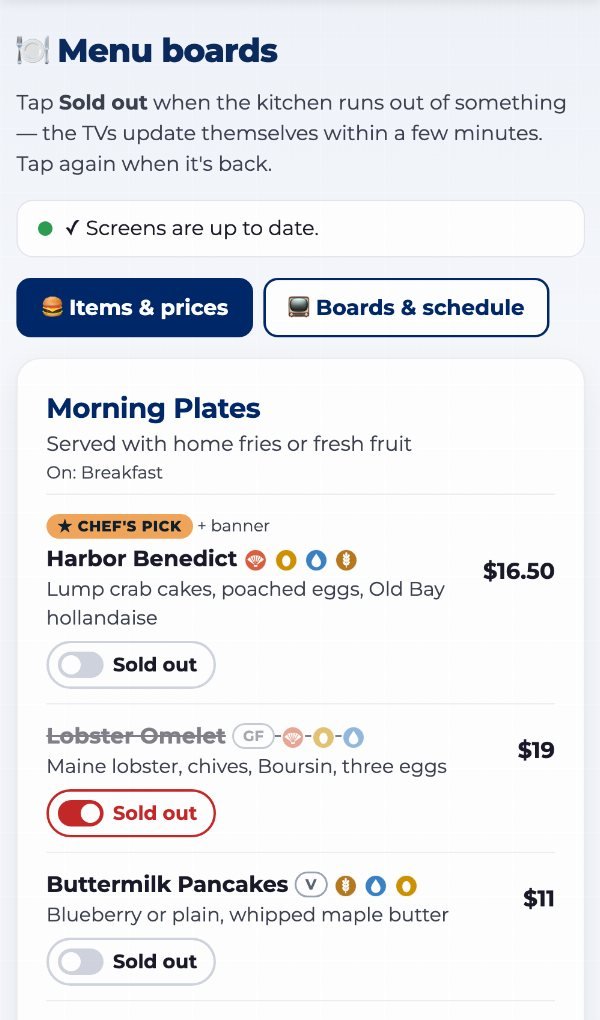 Marking an item sold out from a phone