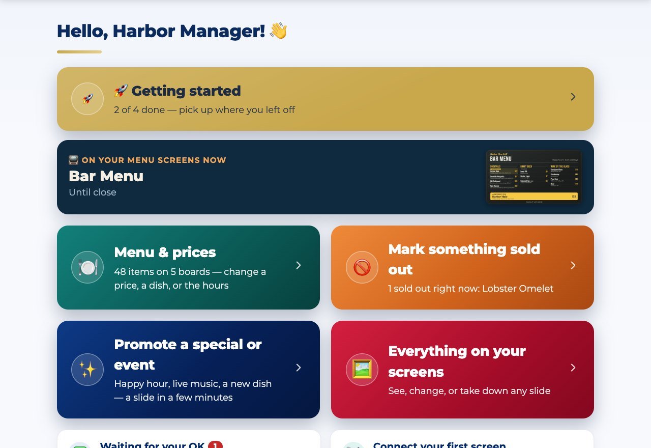 A restaurant’s home page