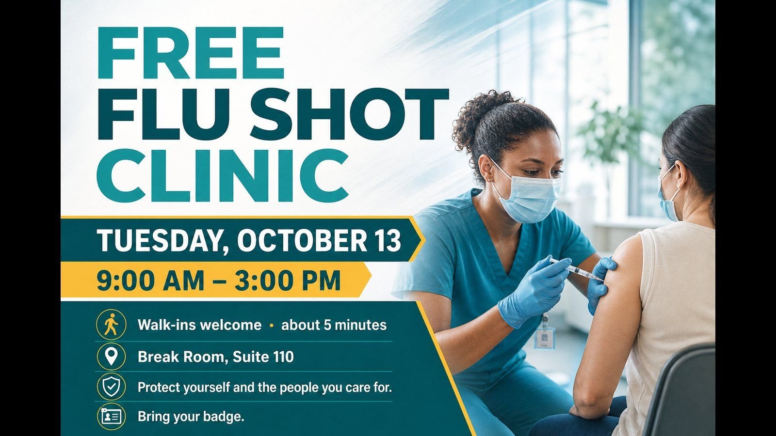 A flu shot clinic announcement