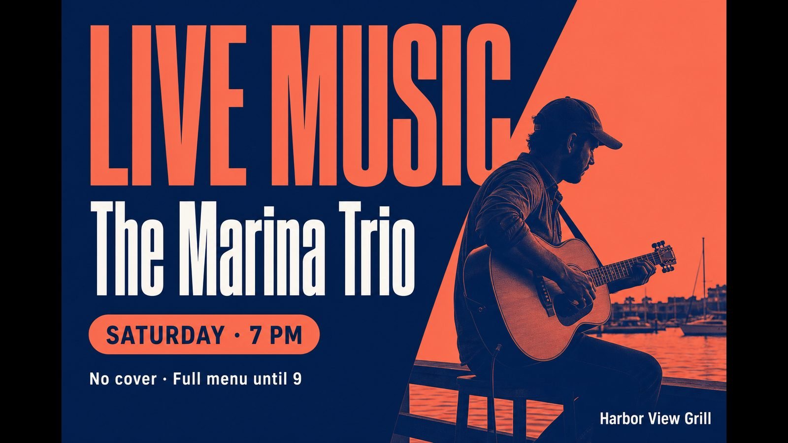 A live music night announcement